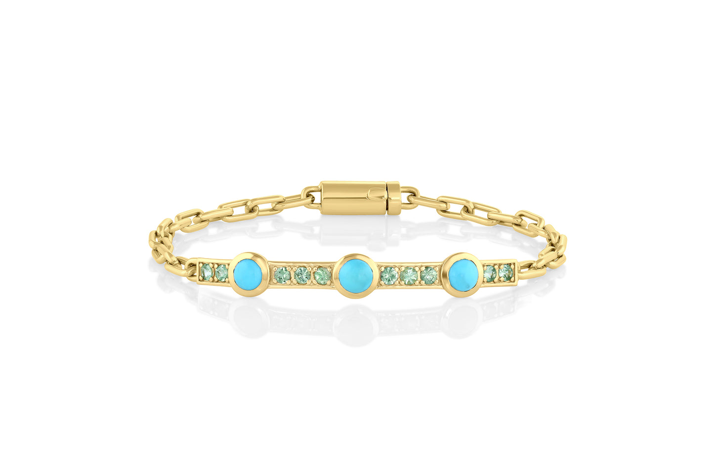 Turquoise Triple Stone Gem ID Bracelet