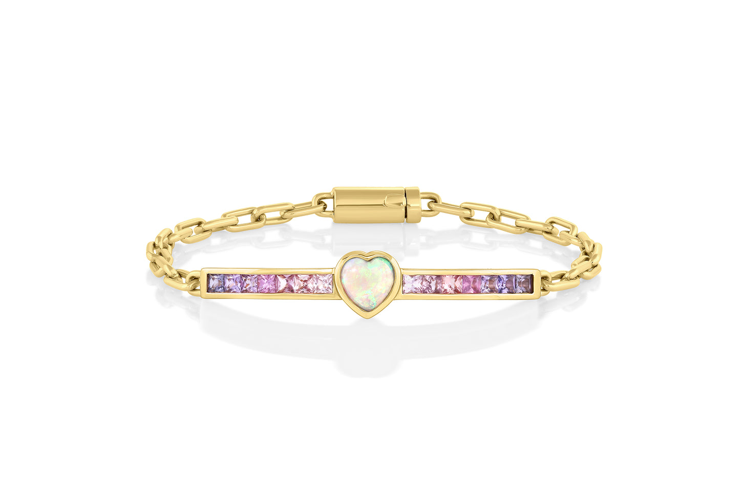 Opal Heart Ombre Sapphire Gem ID Bracelet