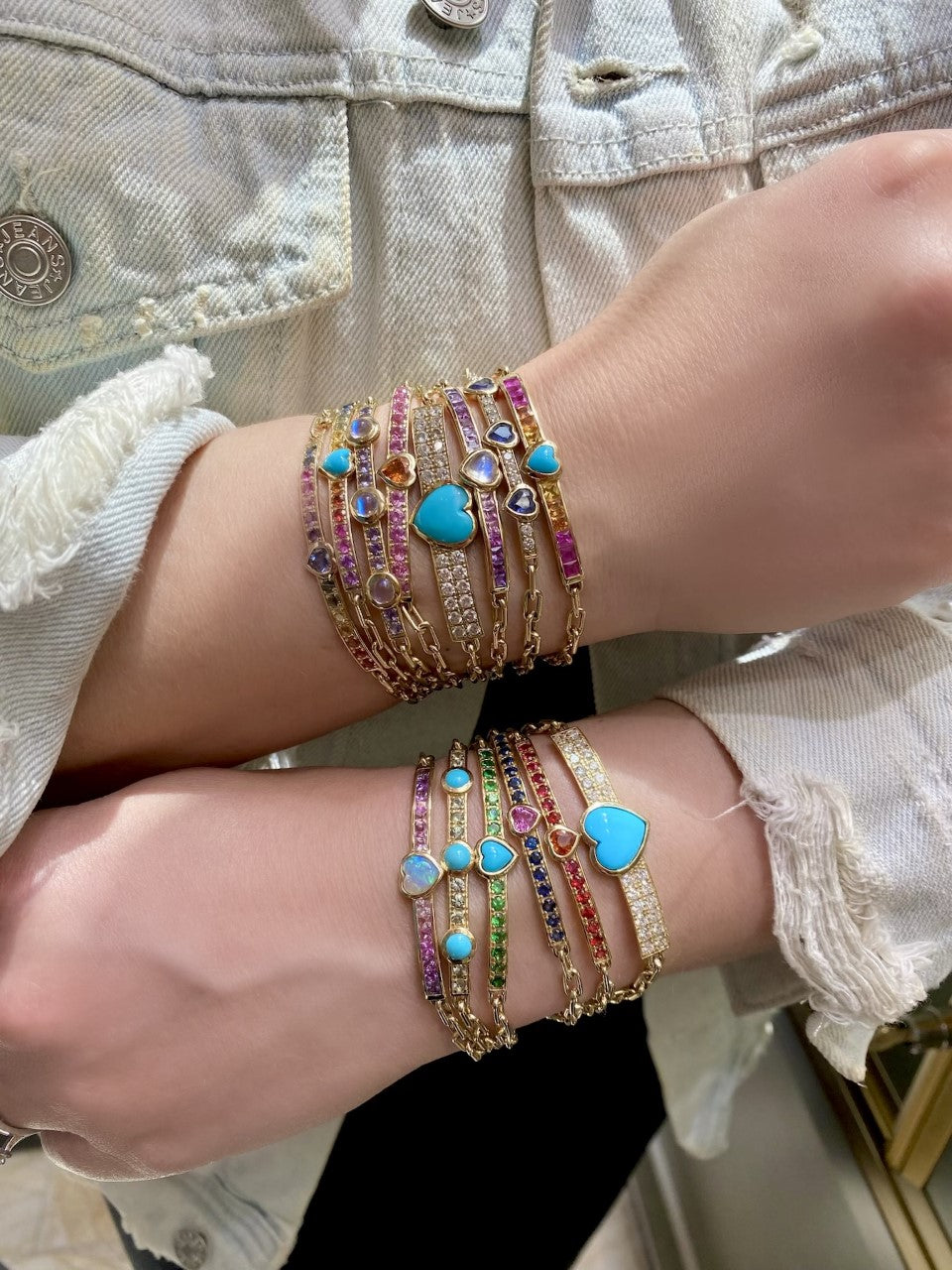 Opal Heart Ombre Sapphire Gem ID Bracelet