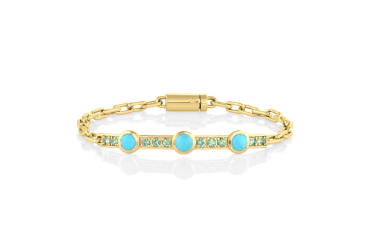 Turquoise Triple Stone Gem ID Bracelet
