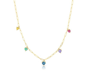 5 Stone Heart Gemfetti Necklace