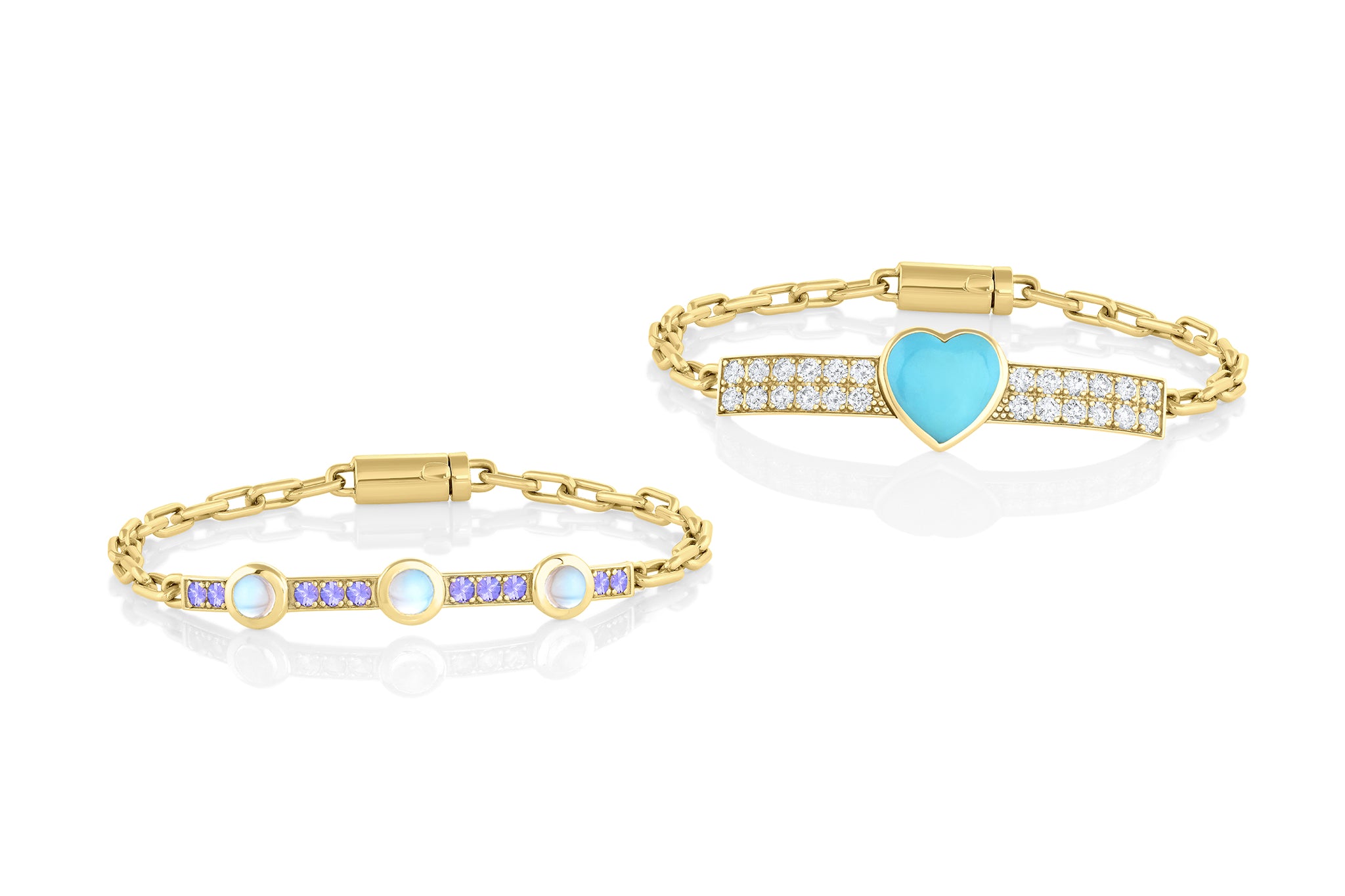 Turquoise Heart and Diamond Gem ID Bracelet
