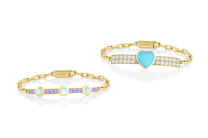 Turquoise Heart and Diamond Gem ID Bracelet