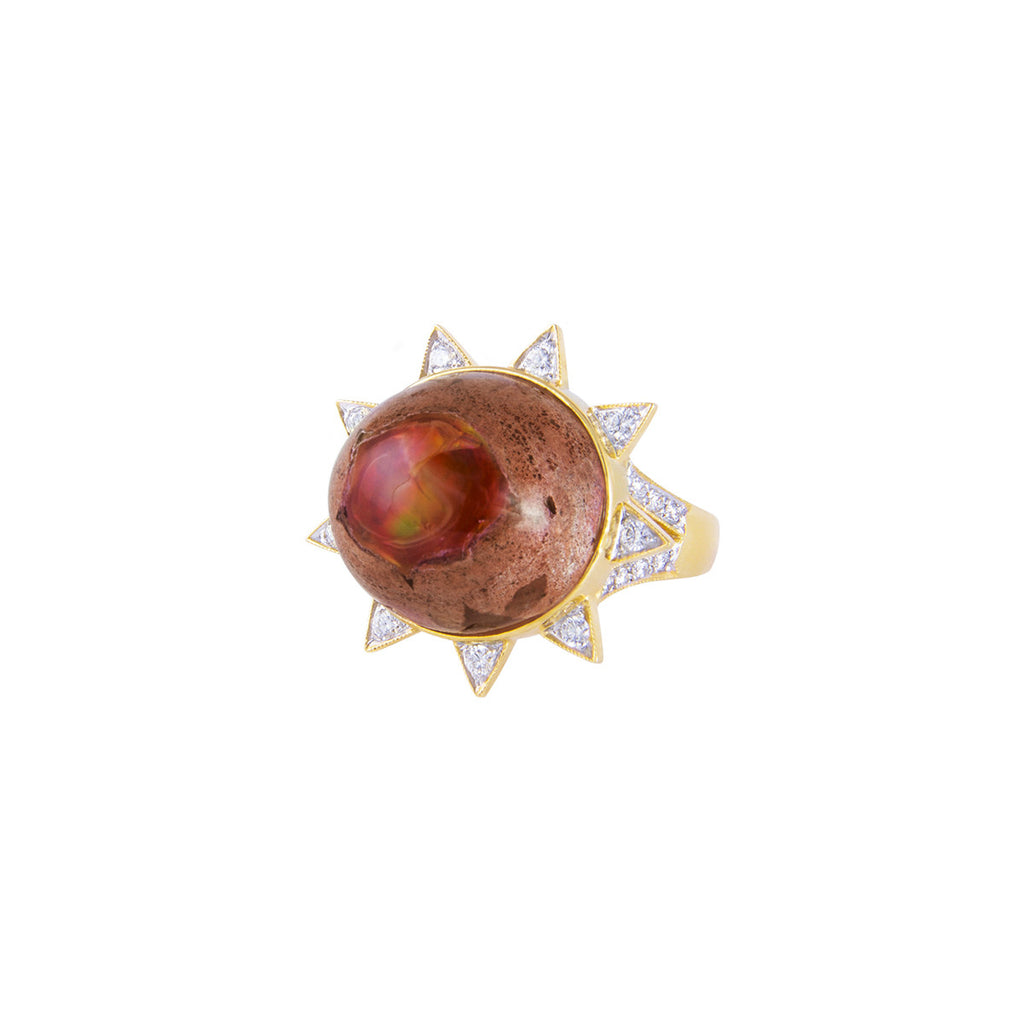 Orange Opal Starburst Ring