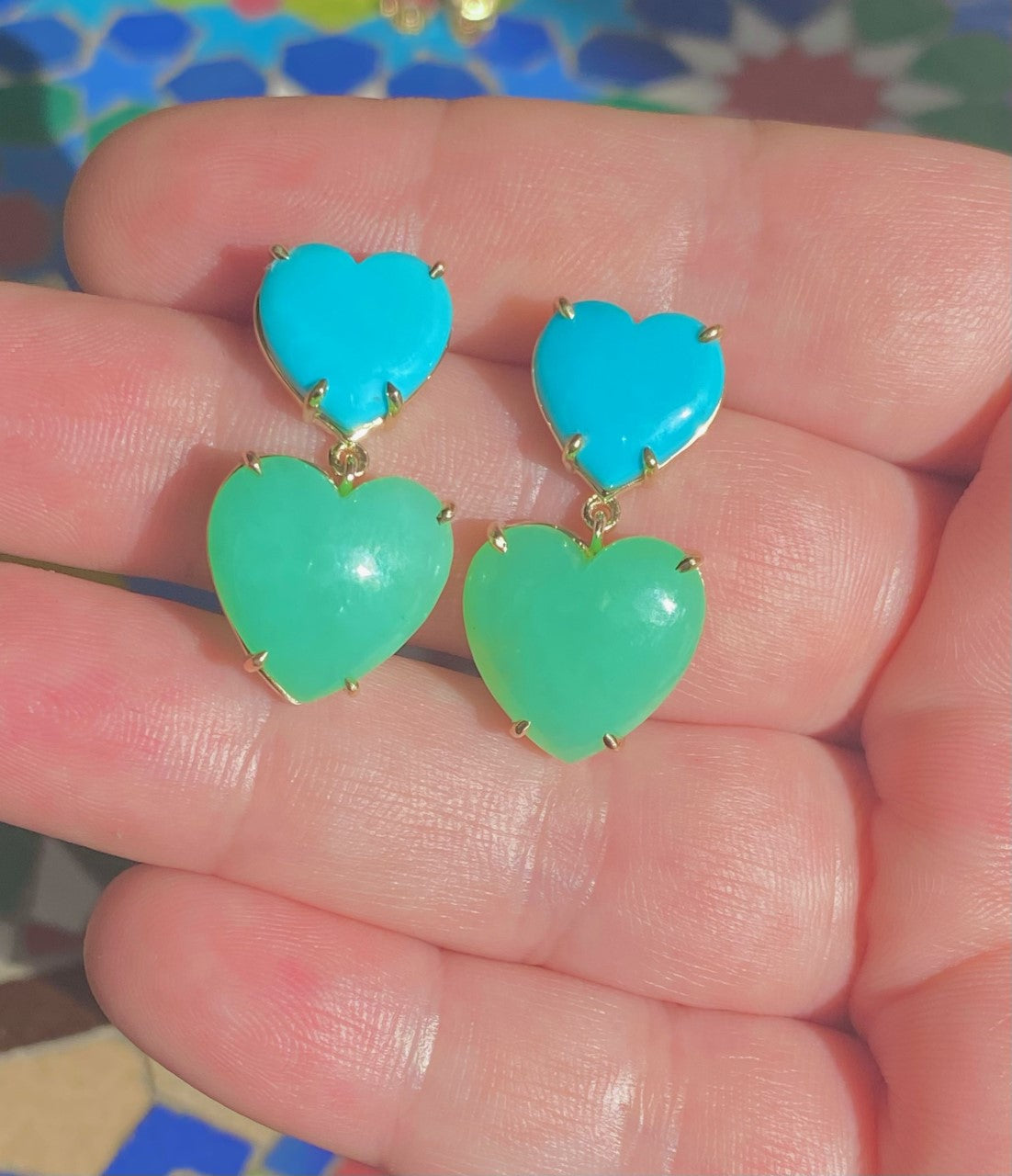 Double Heart Gemfetti Earring